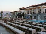 Gala dinner setup by the pool